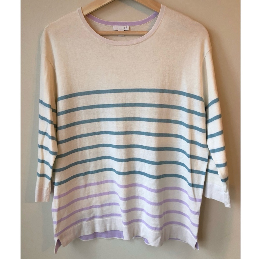 J. Jill • S • Striped 3/4 Sleeve Sweater